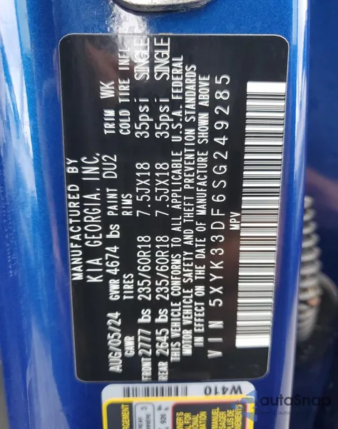 2025 Kia Sportage Ex z USA, uszkodzony, nr VIN 5XYK33DF6SG249285